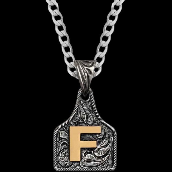 Mini Initial Cow Tag Necklace 